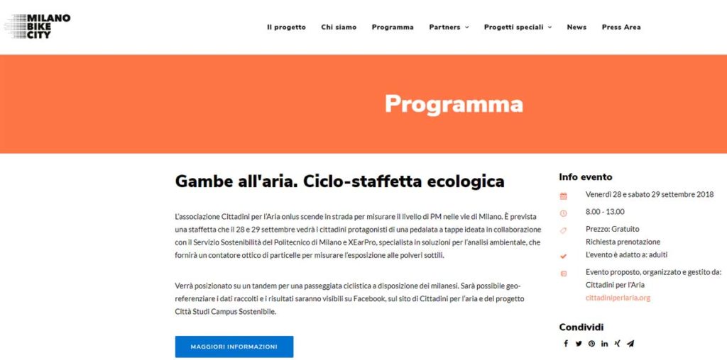 Gambe all'aria Ciclo-Staffetta Ecologica Milano Bike City